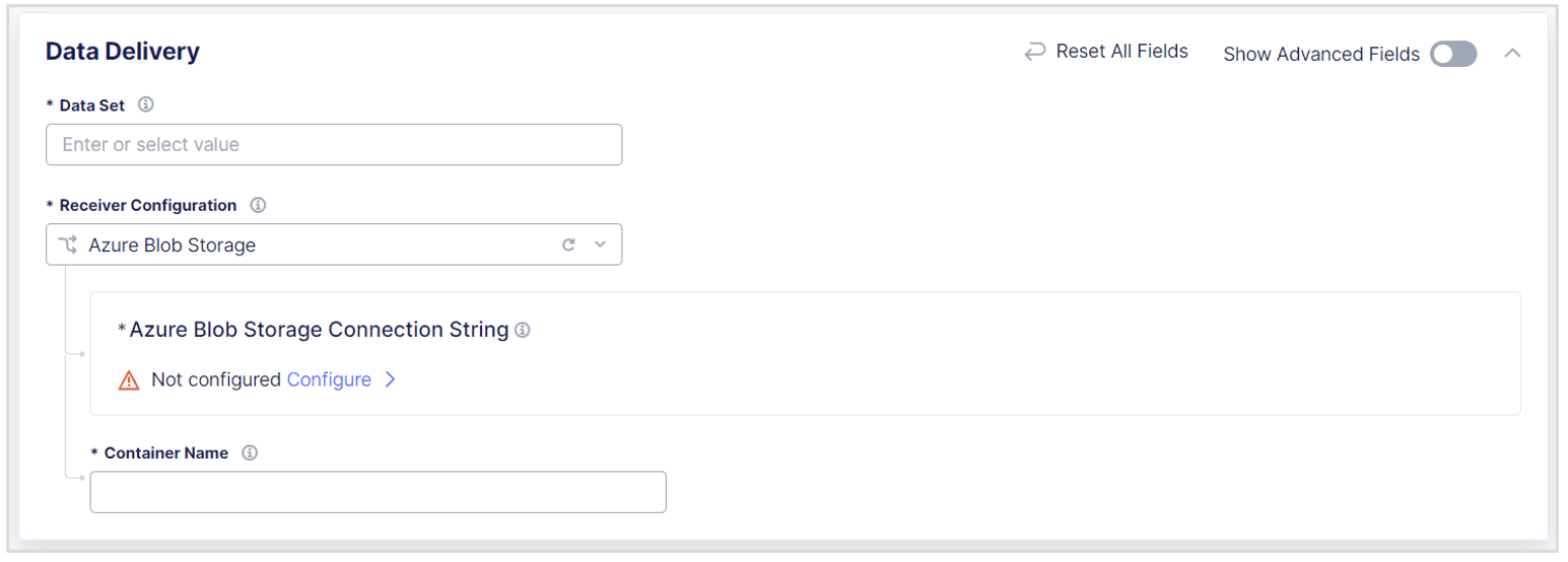 Figure: Configure an Azure Blob Receiver