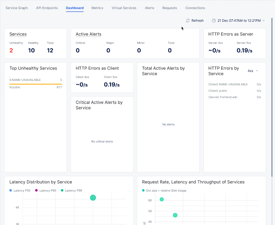 Figure: Service Mesh Dashboard View