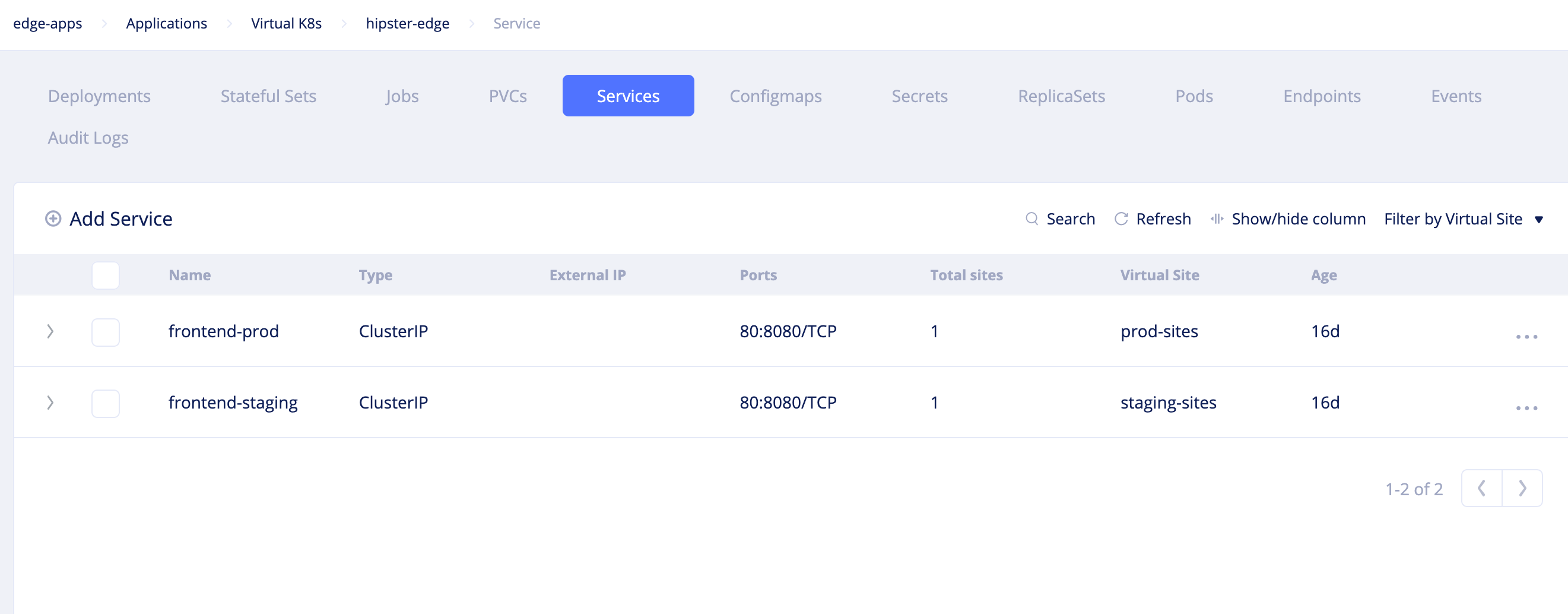 Figure: Services View