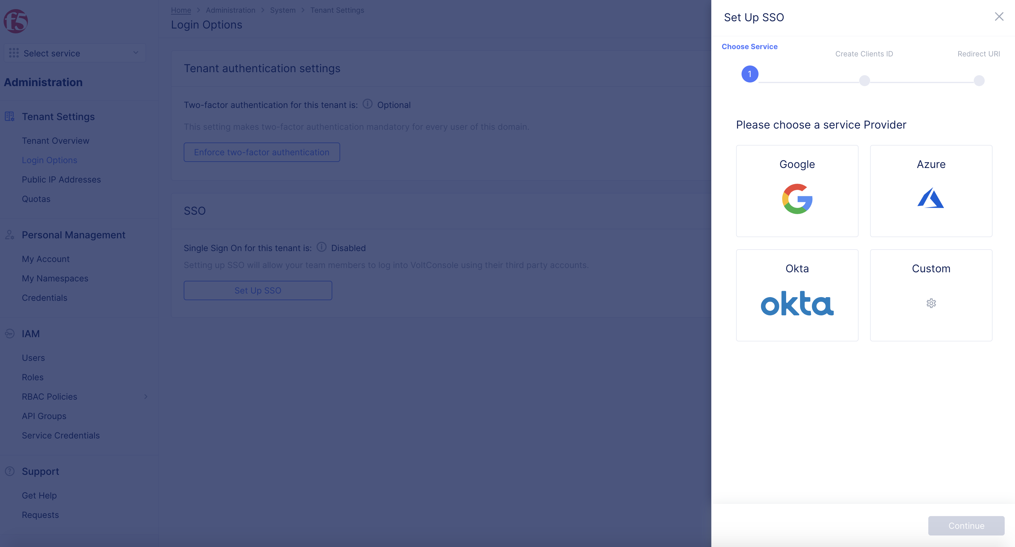 Figure: SSO Setup Page