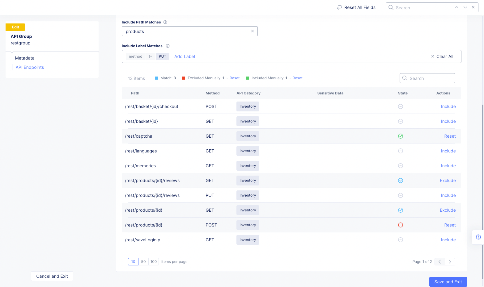 Figure: API Group State Column