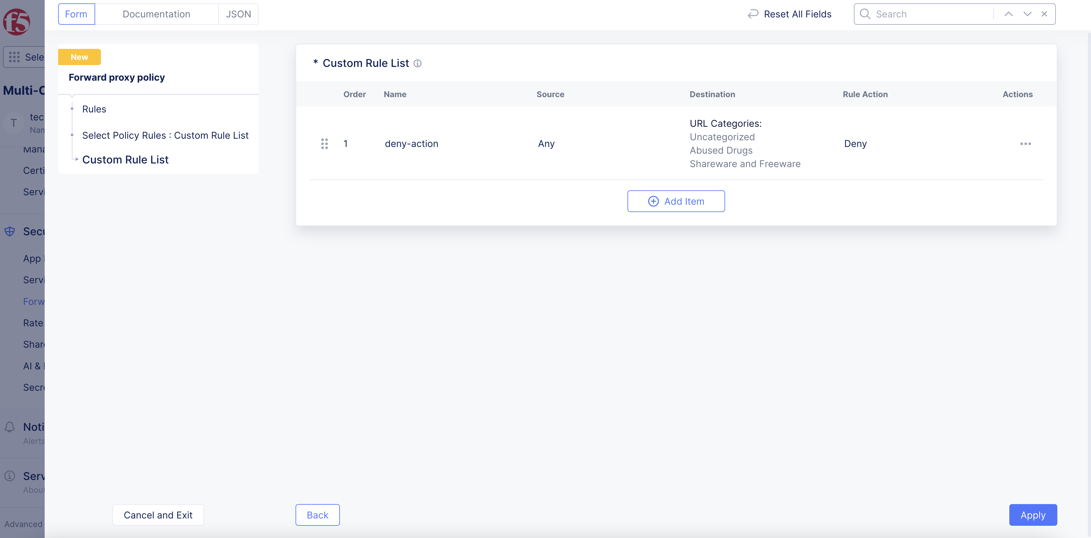 Figure: Apply New Proxy Rule