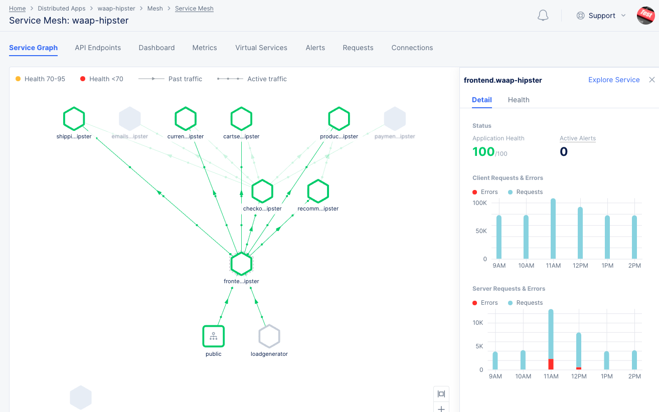 Figure: Service Graph Explore View for Service