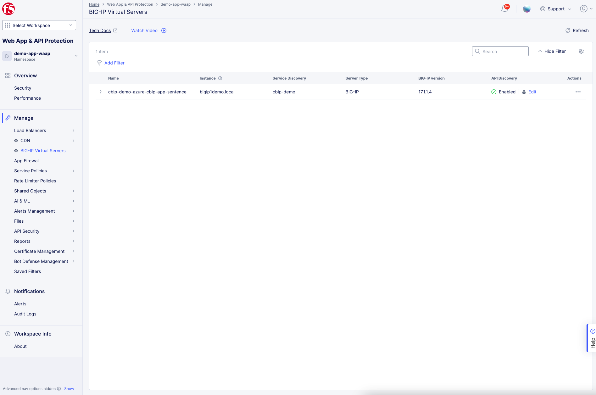 Figure: WAAP - BIG-IP Virtual Servers
