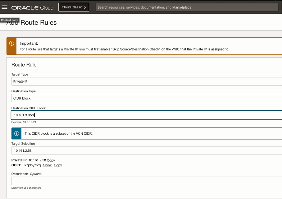 Figure: Modify Routing Table